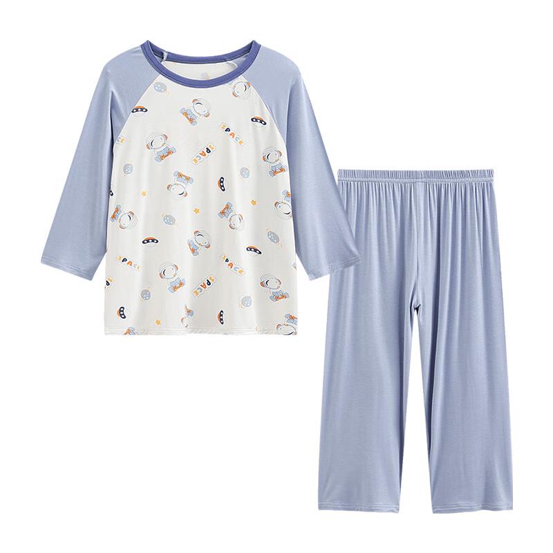 Hongdou Boys' Summer Seven-Sleeve Pajama Set