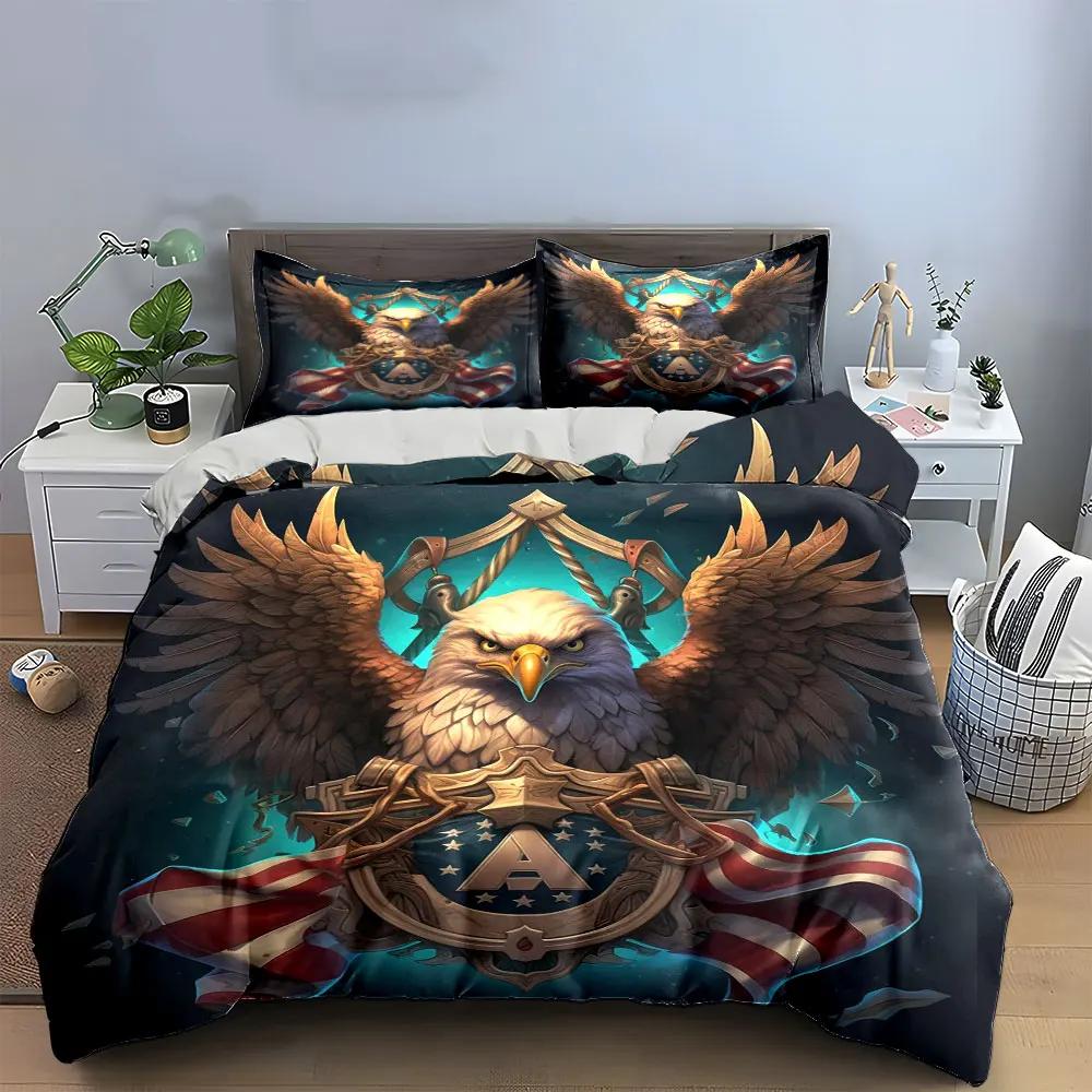 "Patriotic Eagle Crest Set" Multiple sizes kid's and adults' bedroom Exquisite 3PC bedding set gift
