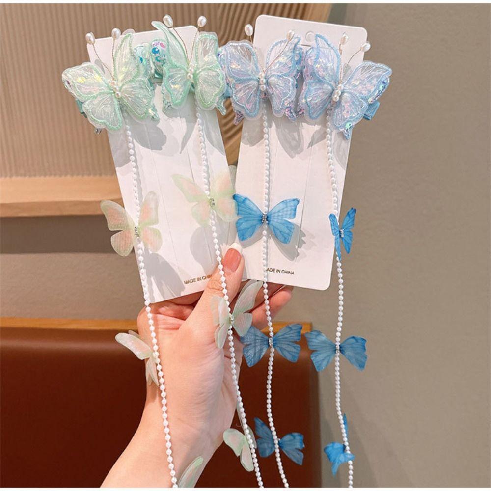 Colorful Braided Hair Chain Mesh Girls Barrettes Cute Pearl Braided Hairpin