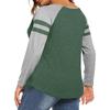 Women's Casual Fashion Striped Long-sleeved T-shirt V-neck Color-blocked Top