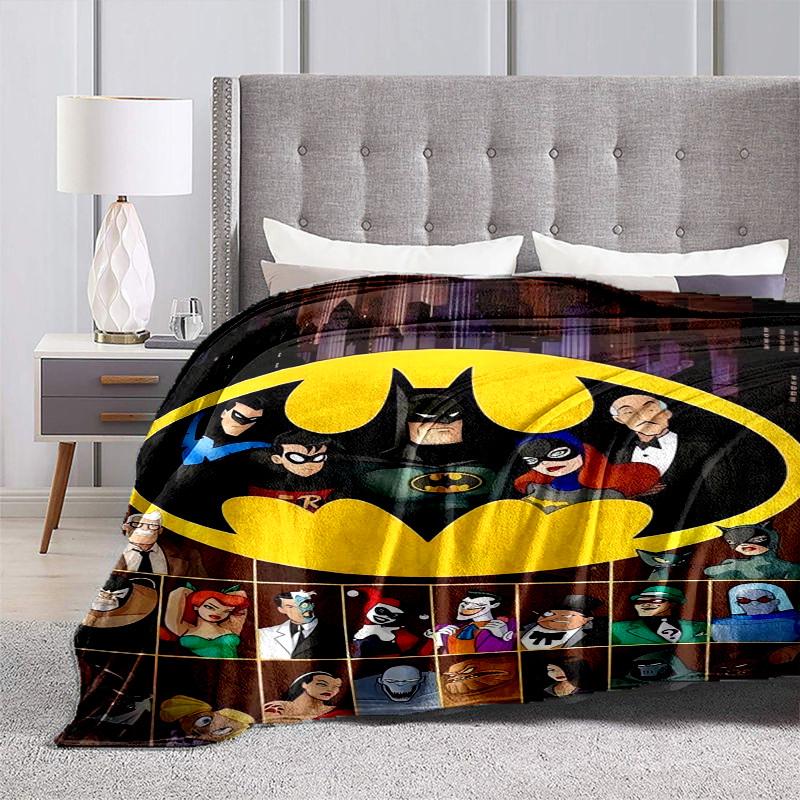 1 szt. Batman: Koc z Postaciami z Serialu Animowanego, Przenośny Koc Podróżny i Kempingowy, Koc na Cały Rok, Idealny Prezent