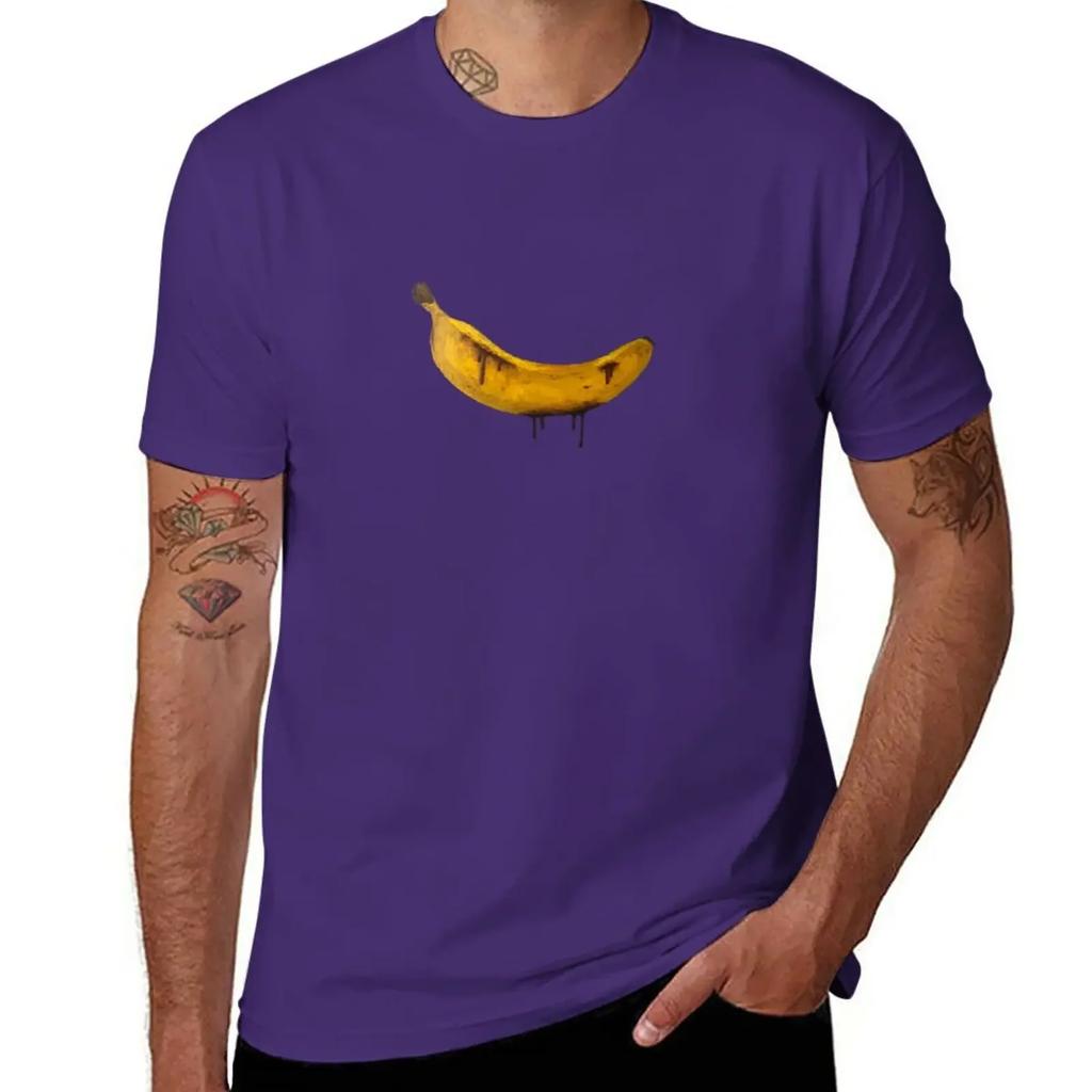 Das blutige Bananen T-Shirt Jungen Weiß Übergrößen Oversize T-Shirts für Herren
