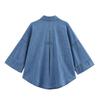 Women's Loose Fit Long Sleeve Denim Shirt Button Down Top and High Waist Wide Leg Jeans Two Piece Set