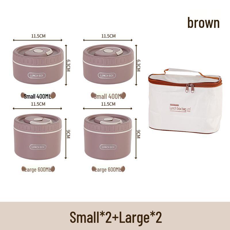 Round Multi-layer Stainless Steel Insulated Bento Box with Lid - Microwaveable Lunch Container for Office and Students.