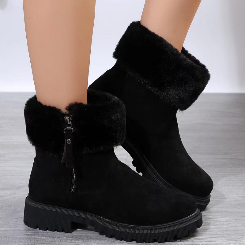 Large size snow boots for women's autumn and winter new velvet thickened short tube British style Martin boots and cotton shoes