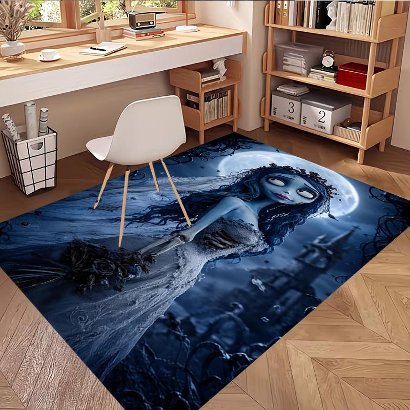 Corpse Bride Print Rug, Washable Floor Carpet, For Entryway Dorm Laundry Room Office Study, Home Decor Birthday Christmas Gift
