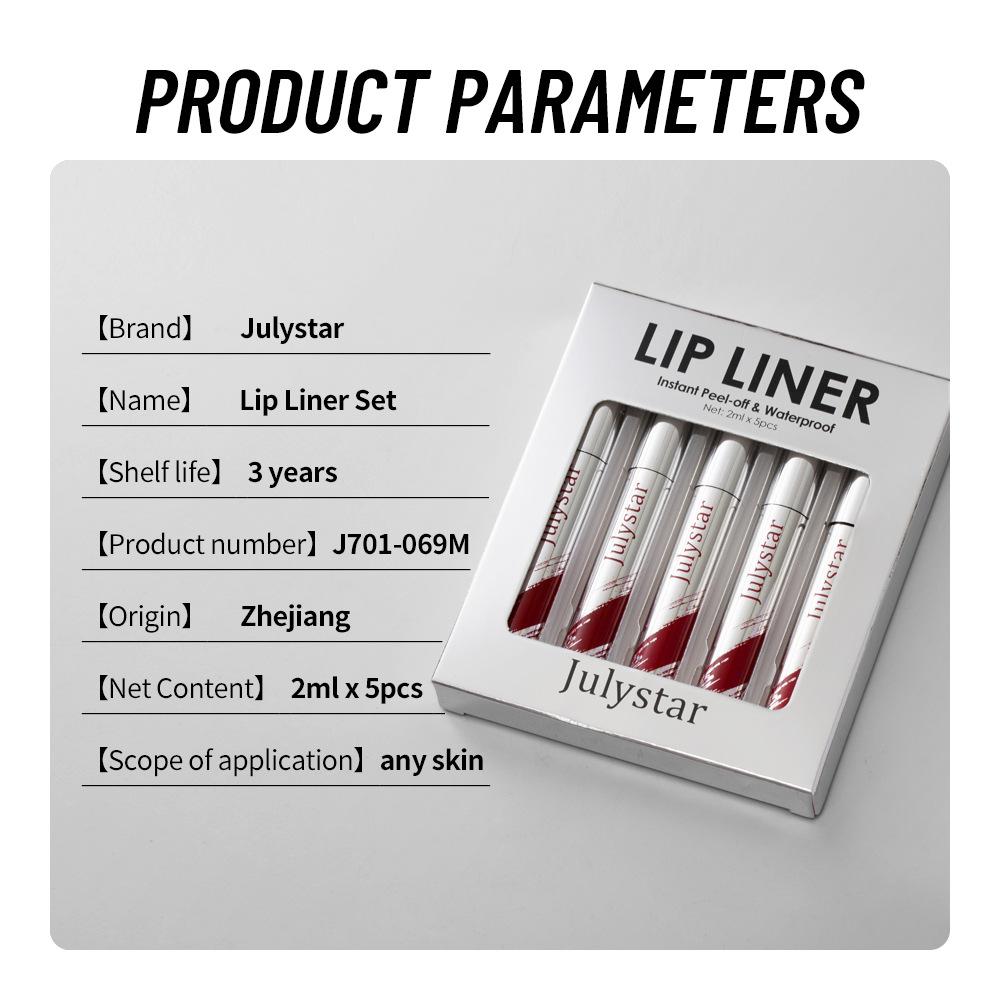 5pcs Tear Lip Glaze Matte Lip Liner, Long-lasting Waterproof and Sweat-proof, Dye Lip and Leave a Background Color, Tear Lipstick Set.
