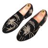 Men's Fashion Suede Leather Embroidery Loafers Mens Casual Printed Moccasins Wedding Shoes Man Party Driving Flats Sizes 38-48