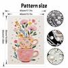 Easy DIY Framed Pearl Bead Painting Kit with Floral Teacup Pattern 3D Sparkling Canvas Art for Home Decoration Elegant Craft Gift Idea