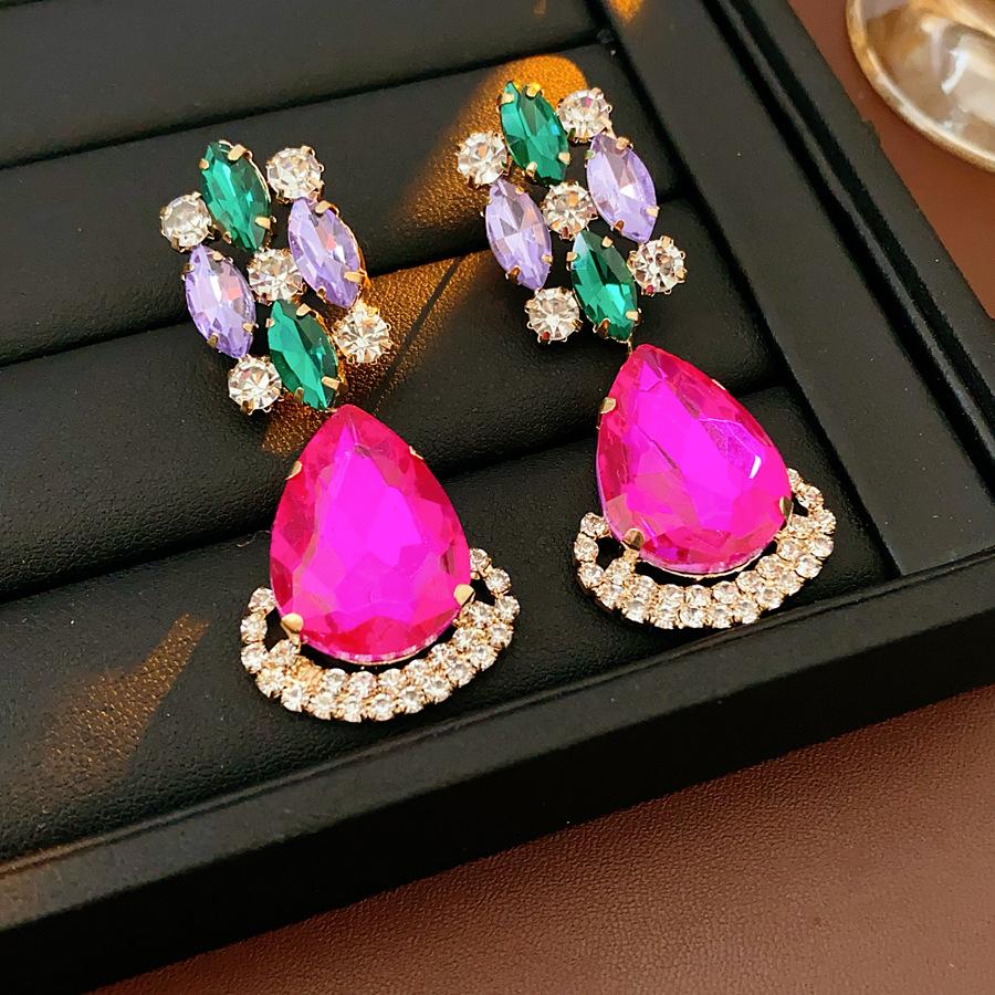 

Серьги-подвески в виде капли воды со стразами для женщин, преувеличенные, изысканные, ретро, модные, универсальные, с цирконом