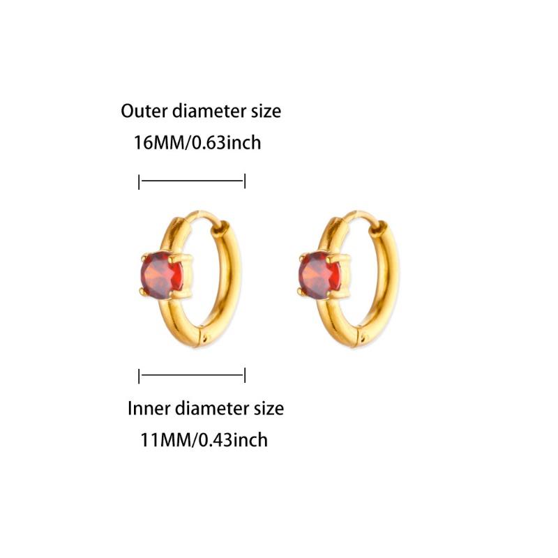 Hot Sale Fashion December Colored Birthstone Earrings Ladies Gold Stainless Steel Premium Earrings Temperament