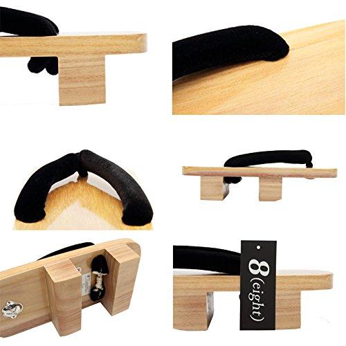 8 (eight) Authentic Paulownia Wood Two-Toe Geta Sandals for Men, Black, Size L, Approx. 28.0cm