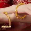 Gold Color Phoenix Open Bracelet Women's 999 Gold Bracelet with Jade Carving