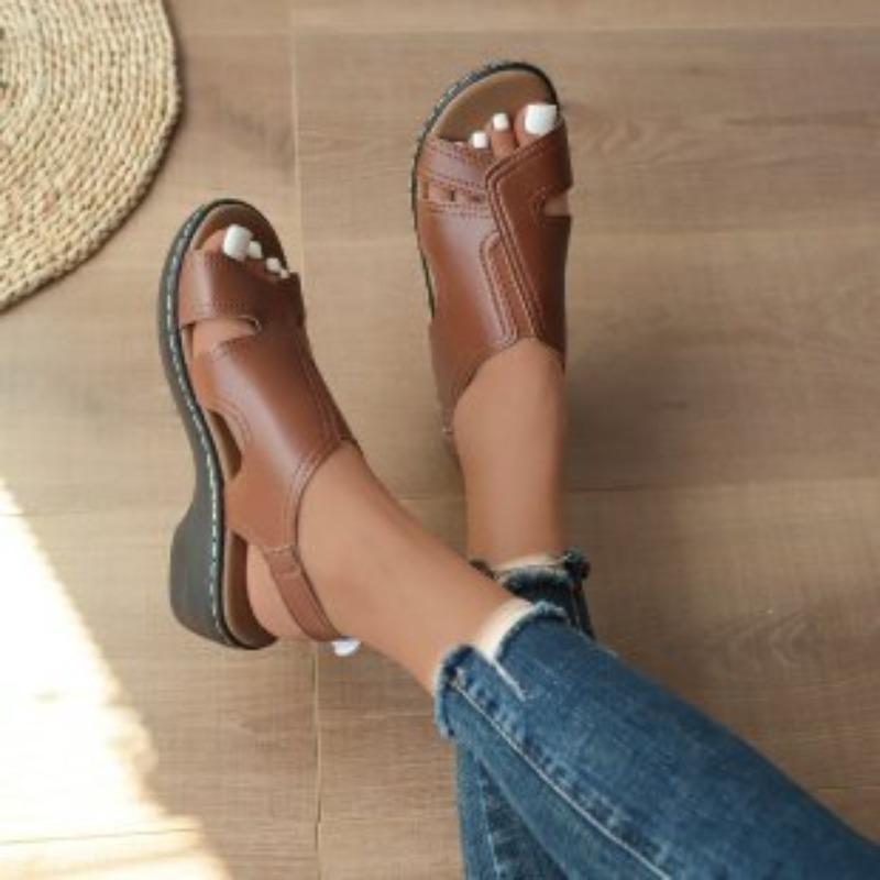 2 new large size one-word buckle belt summer new sandals women's Velcro shoes
