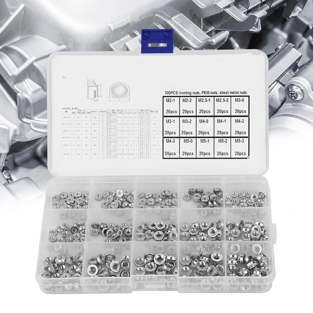 300pcs Nuts Pressure Riveting Self Clinching Nuts Metal Fastener Tool