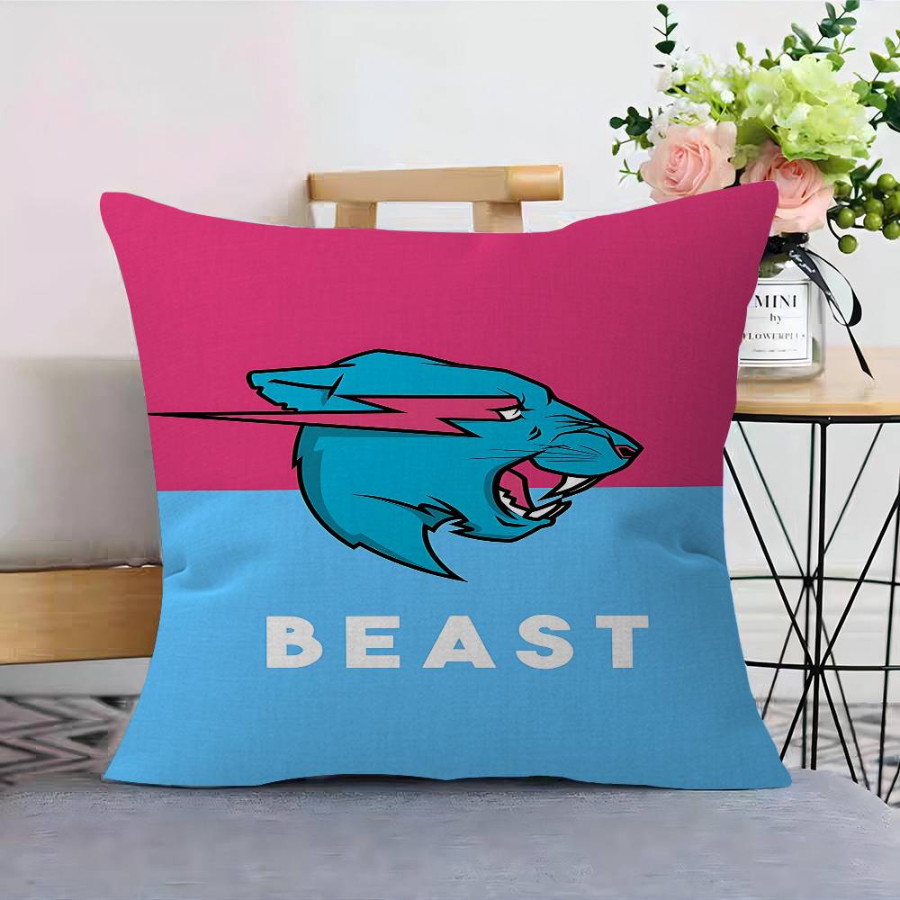 Blogger di Giochi M-MrBeast Federe per Cuscini Cartoni Animati Divano Decorativo Casa Stampa Double-sided Corto Peluche Carino Federa per Cuscino