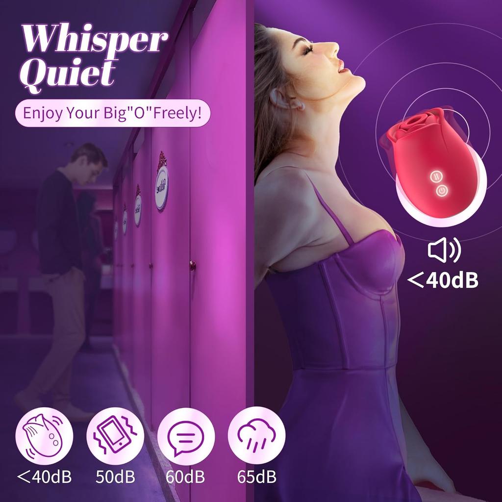 Sex Toys Rose Dildo Vibrator - Upgraded Adult Toys with 5 Sucking & Vibrating Modes for Women Clitoral Nipple, Rose Sucker Sex Toy Clitoral G Spot