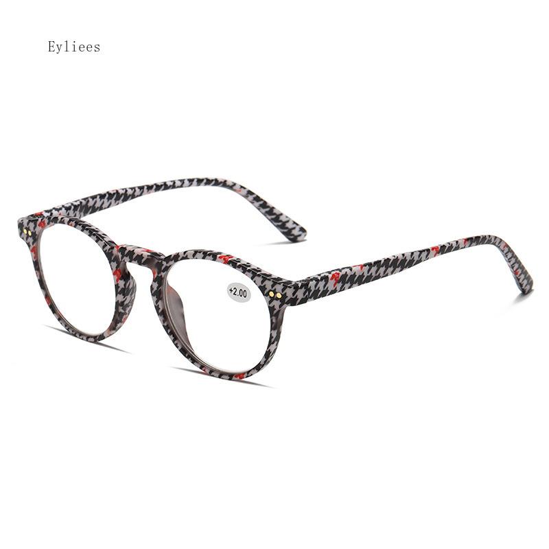 Reading Glasses for Women Patterned Round Anti Blue Light Presbyopic Eyeglasses Men Vintage Farsighted Eye Glasses +1.0 To +4.0