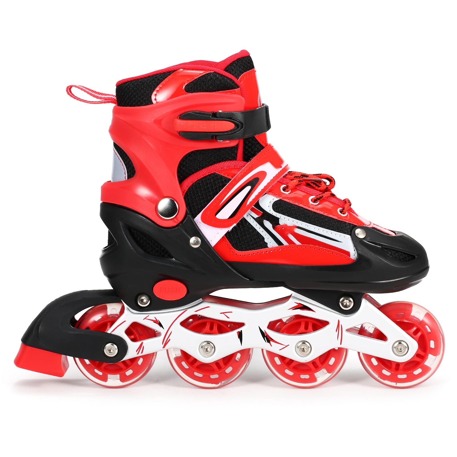 Verstelbare Lichtgevende Inline Skates met Lichtgevende Wielen voor Kinderen en Volwassenen voor Meisjes en Jongens Mannen en Vrouwen rood