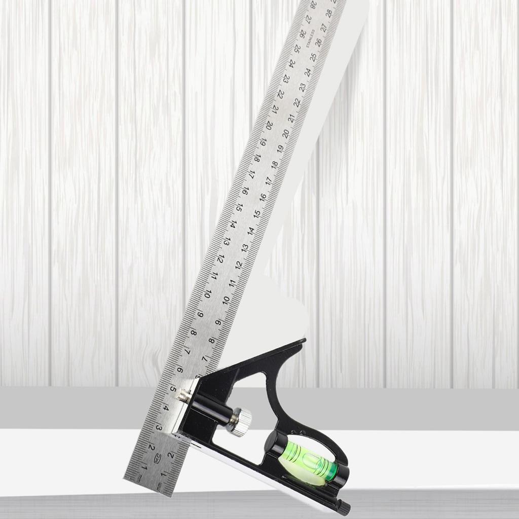 300mm Adjustable Combination Square Angle Ruler 4590 Degree with Bubble Level