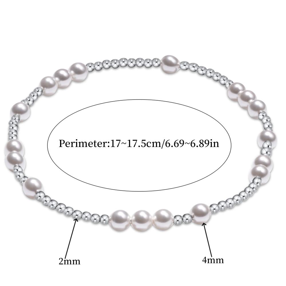 

Vlen Shell Pearl Bracelet for Women Adjustable Stackable Hypoallergenic Silver Plated Beads Jewelry Gift Pulseras Femme