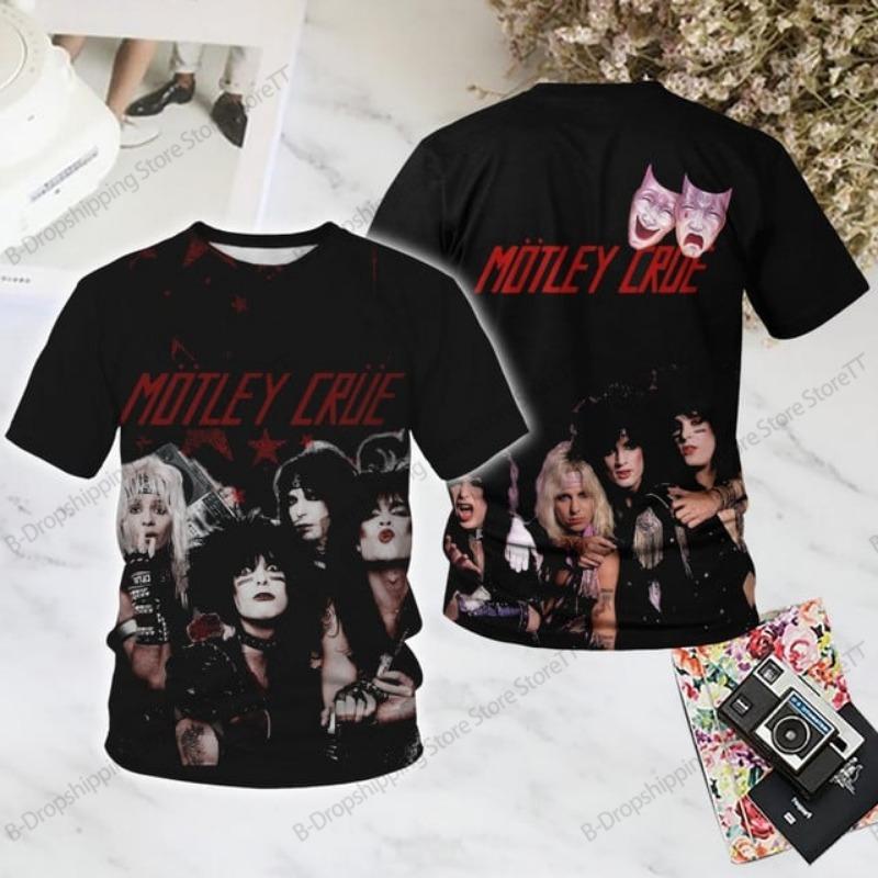 T-shirt Imprimé 3D Groupe Rock Motley Crue Hommes Femmes Mode Hip Hop Décontracté Manches Courtes Hauts T-shirts Vêtements Hommes T-shirt Enfant