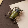 Vintage Grün Emaille Käfer Brosche Für Damen Herren Kreative Strass Insekt Käfer Tier Schnalle Pins Punk Party Schmuck