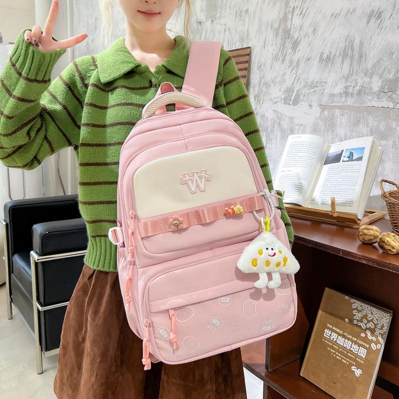 Schoolbag Cute Girl Backpack Leisure Travel Large Capacity Backpack High Value Commuting Tutoring Junior High School Student Schoolbag