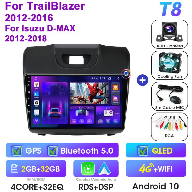2 Din Android 12 Car Radio For Chevrolet TrailBlazer 2 2012-2016 For Isuzu D-MAX 2 2012-2018 Multimedia Video Player GPS Carplay
