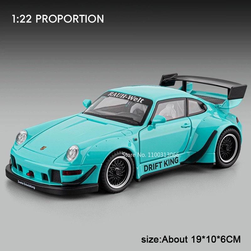 1:22 Alloy 993 RWB Shelby Cobra Models Cars Toys Wheels Turned Miniature Vehicles with Light Sound Sports Car Collect Souvenirs