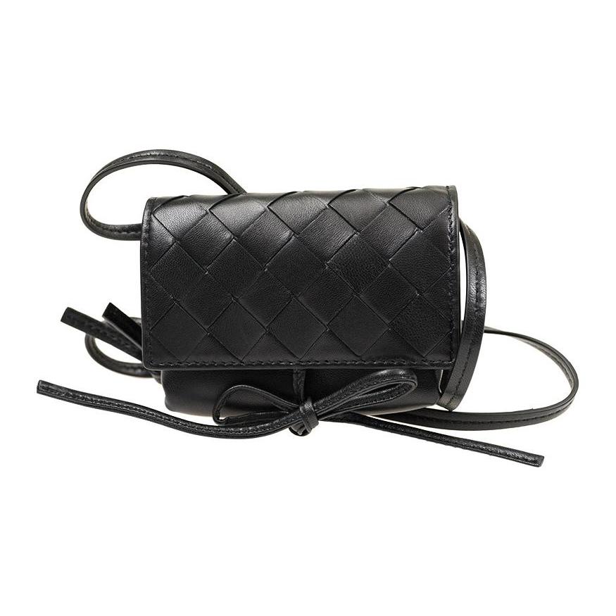 

Новая плетеная сумка через плечо Bottega Veneta Intreccio из овечьей кожи, сумка кроссбоди женская черная 630545VCPP38803 11.4*3.6*8.4CM