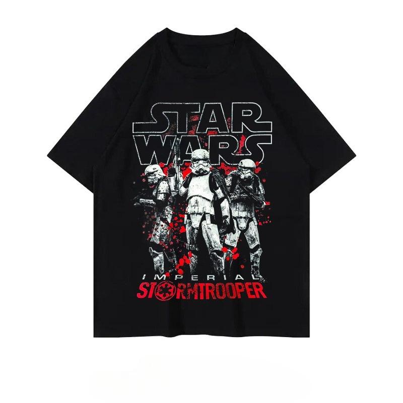 Star Wars Commemorative Edition Pure Cotton Men and Women Short Sleeved Cartoon Printed Short Sleeved Casual Parentchild Top