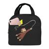 Cartoon Curious George Monkey Anime Insulated Lunch Bag for Women Office Cooler Thermal Food Box Tote Leakproof