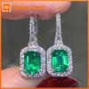 Huitan Sparkling Silver Color Drop Earrings for Women Elegant Green Cubic Zirconia Party Daily Simple Charming Lady Jewelry Gift