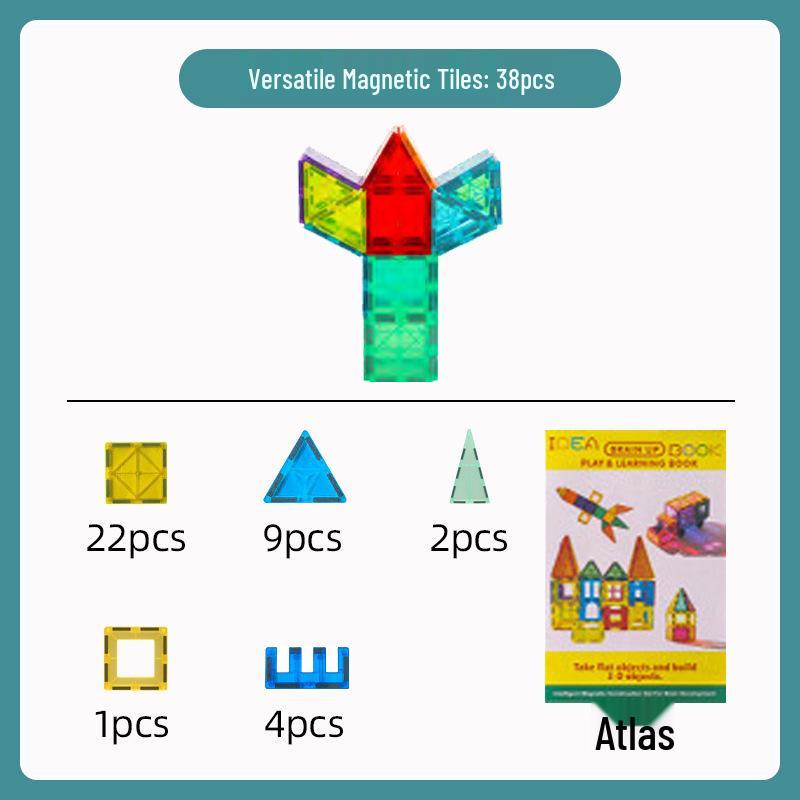 Stained Glass Magnetic Tile Set: Strong, Fun Assembly Building Blocks for Early Education Ages 3-6