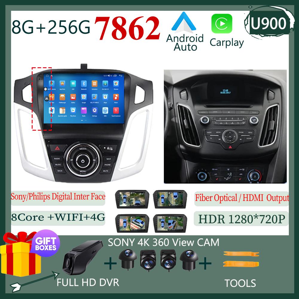 Android 14 Head Unit For Ford Focus 3 Mk 3 2011 -2019 Car Radio Video Player GPS Stereo Navigation Auto Touch QLED Screen WIFI