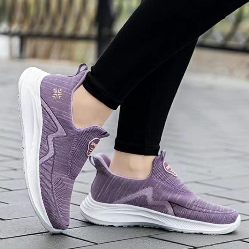 Women's Solid Color Casual Sneakers, Slip on Lightweight Soft Sole Walking Shoes, Air-cushion Daily Wear