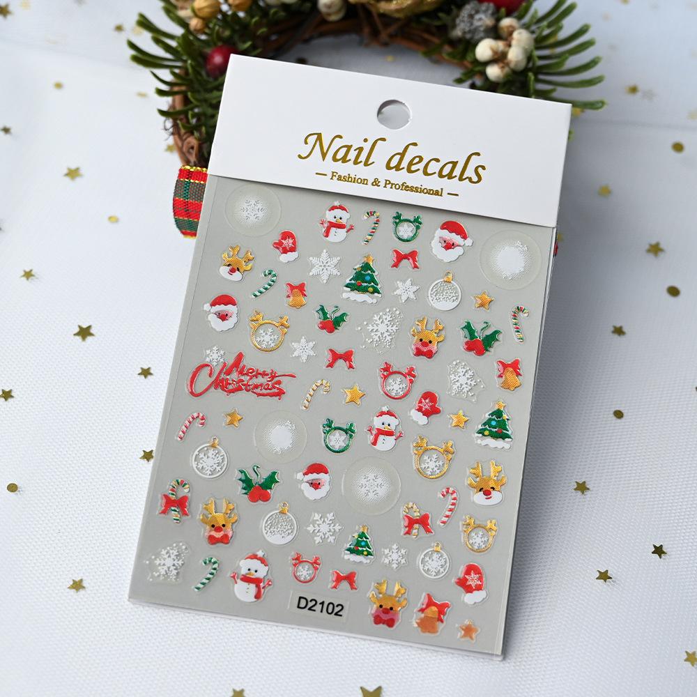 1/3/5pcs New Cartoon Christmas DIY Nail Art Decorations Manicure Nail Decals Fake Nails Self-Adhesive Sticker Accesories