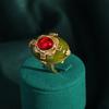 Vintage Retro Palastgrünes Emaille Rotes Glas Ringe Französische Goldfarbe für Damen Mode Hochzeits Schmuck Retro Braut Accessoires