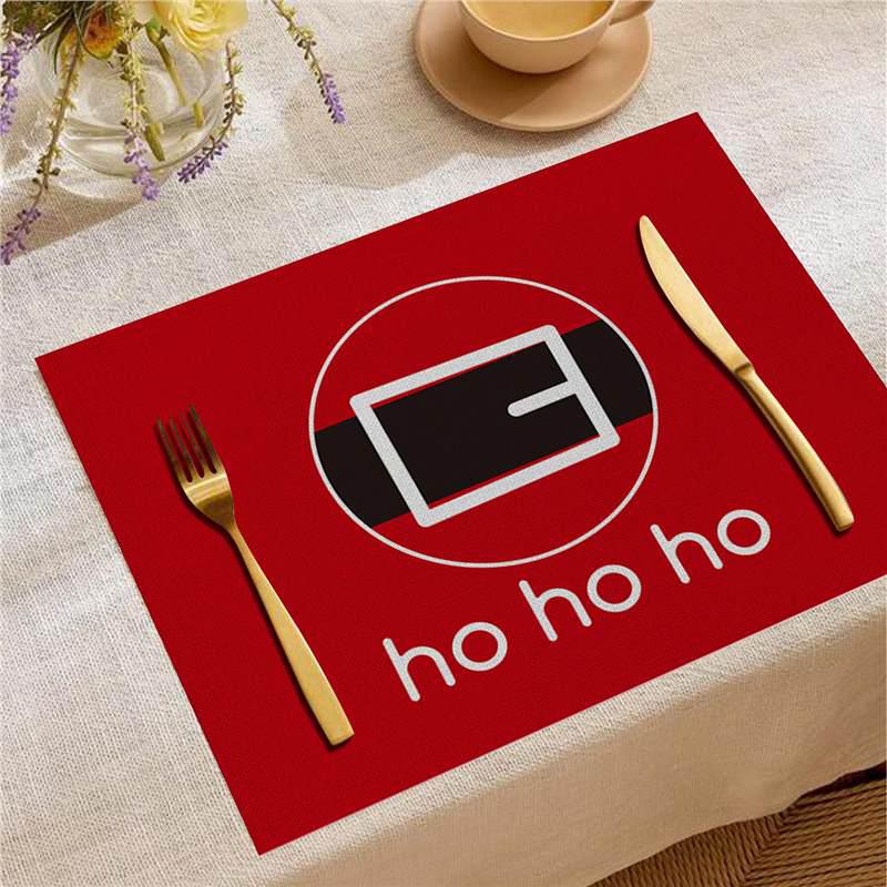 Christmas Digital Print Heat-Resistant Linen Placemat: European and American Birthday Party Table Decor
