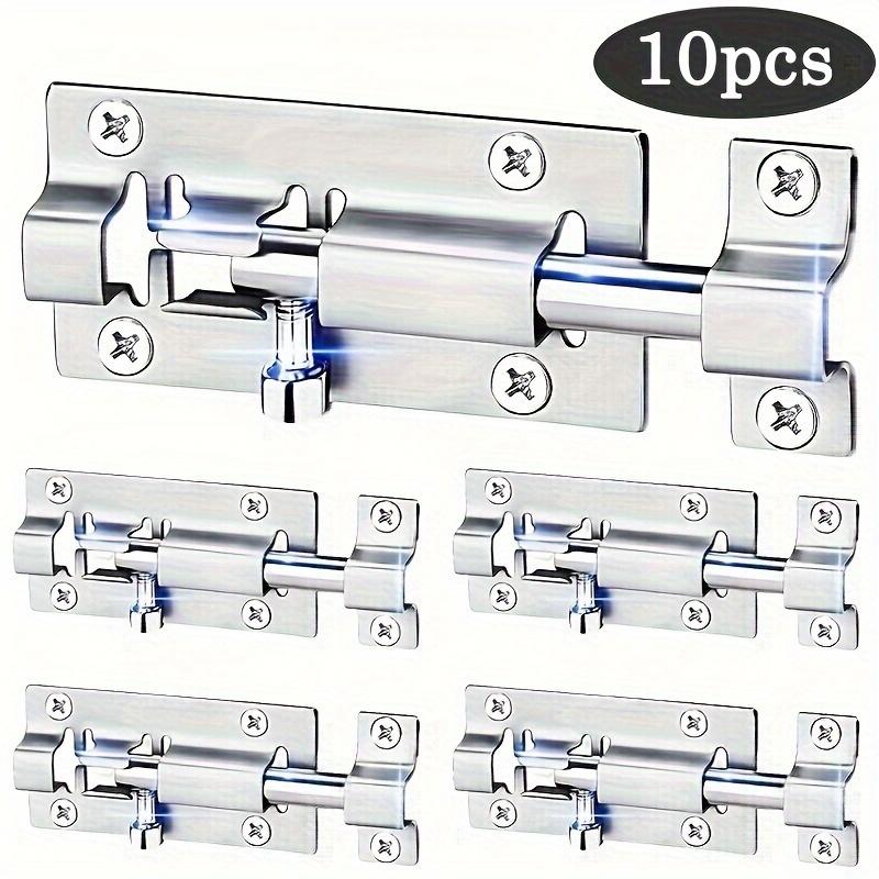 

10/20 шт. Ручка дверного замка со скользящим засовом, утолщенный дверной замок из нержавеющей стали, квадратная защелка для защитной двери и окна, с винтами 10-Pack