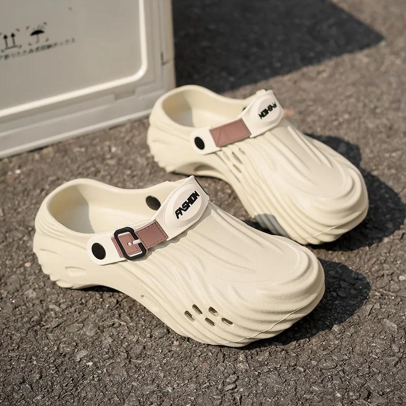 

2025 Новые сандалии на платформе EVA для мужчин, нескользящие износостойкие повседневные сандалии для отдыха на открытом воздухе, легкие дышащие пляжные туфли для пар, Hombre 36-37 бежевый