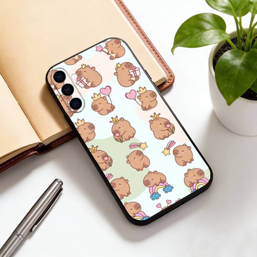 

Capybara Illustration Phone Case For Samsung Galaxy A73,A72,A71,A70,A53,A52,A51,Others Soft Black Cover Samsung a12