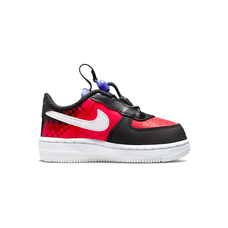 New Nike Air Force 1 Toggle SE Low Top Skateboard Shoes Black Red Infant And Toddler DN3323-600
