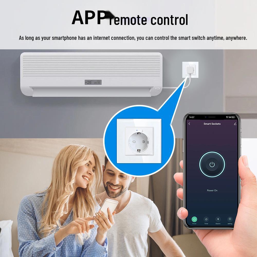 European Smart Double Socket - WiFi Remote Control with Voice and Timer