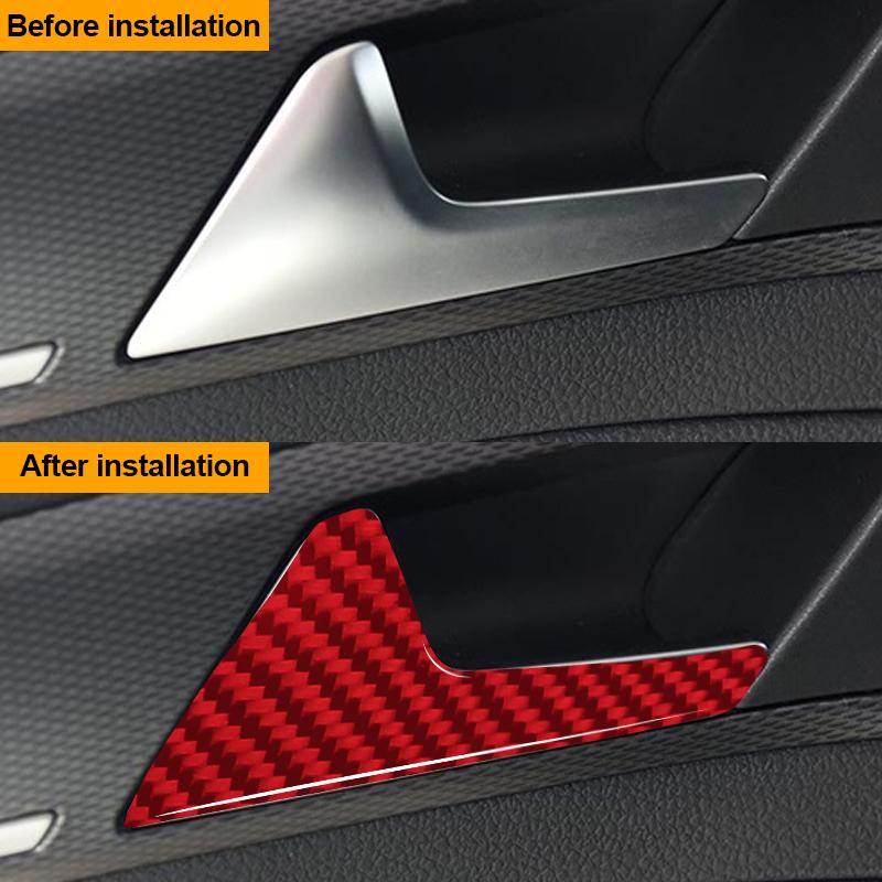 4 PZ/SET Adesivi Decorativi Maniglia Interna Porta Auto in Vera Fibra di Carbonio Per Volkswagen Golf 7 2014-2019 Accessori Interni