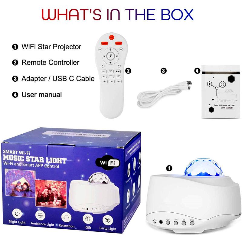 Starry Projector Light With Remote Control& Built-In Music Player Ocean Wave Projector/LED Nebula Cloud As Gifts Bedroom