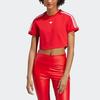 Adidas Originals Trefoil Striped Patchwork Logo Crop Top Women Tops Blue Crimson IB4549