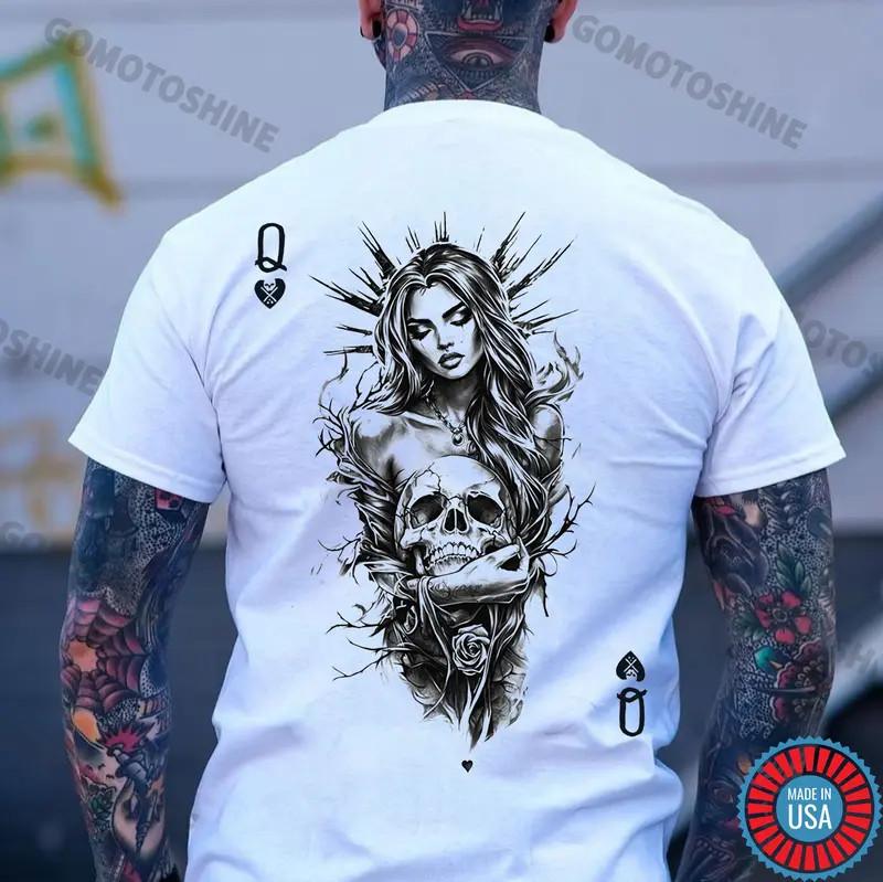 POKER Q Gloomy Queen & Skull Print Men s Unisex T-Shirt S