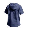 Summer Men's Lightweight Pocketed Breathable Linen Loose-Fit Hooded Cardigan Short-Sleeved Shirt